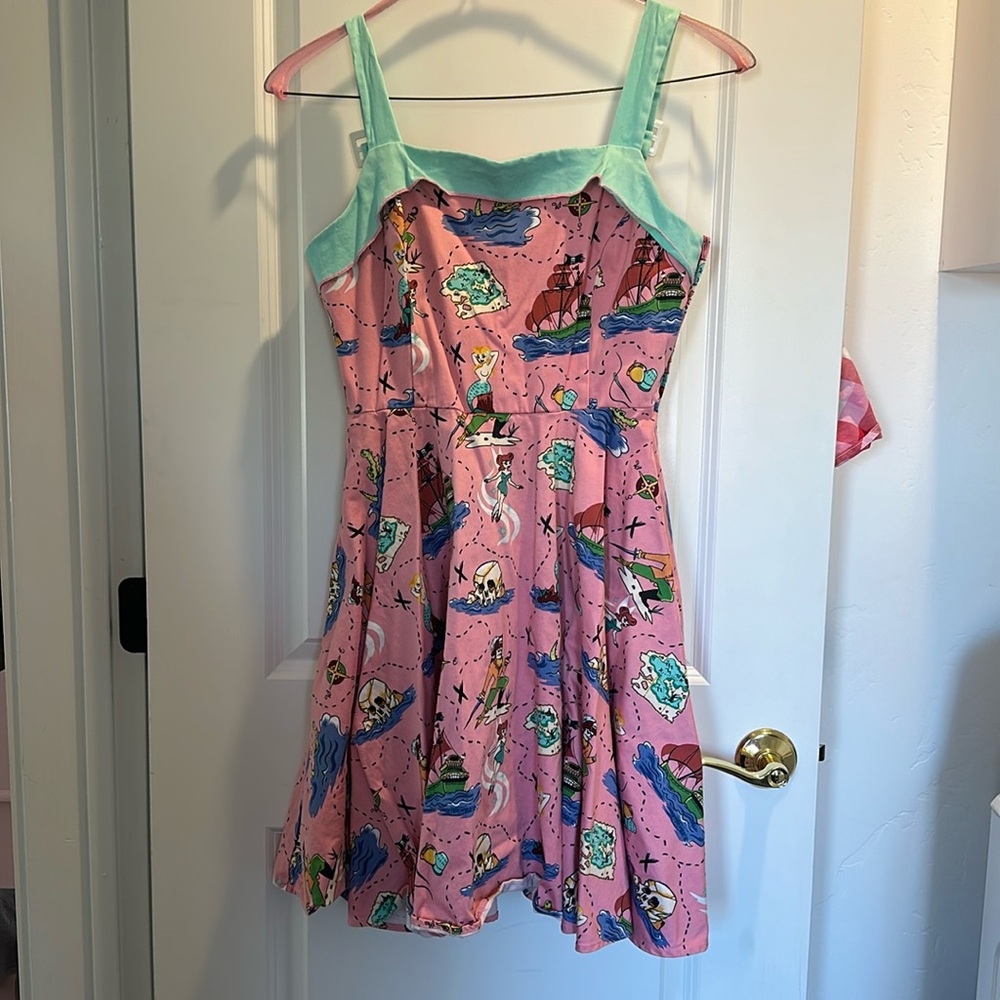 Neverland Peter Pan Golightly Dress pink and green